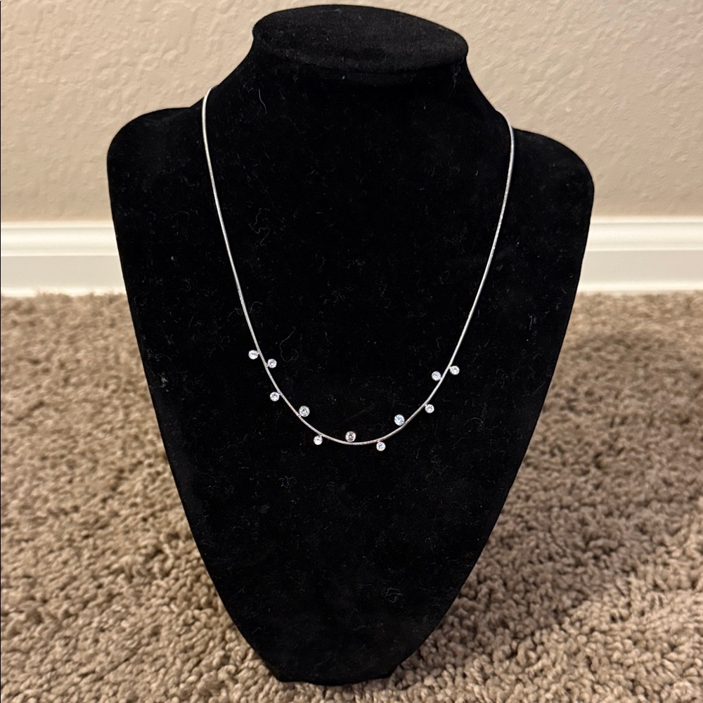 Elegant Silver & White Gems Necklace